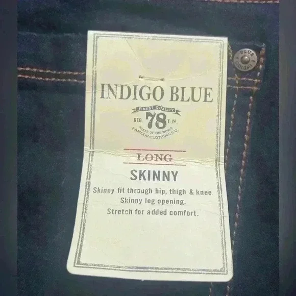 Indigo Blue Maternity Skinny Jeans Size Large Long Blue Denim - Picture 2 of 7